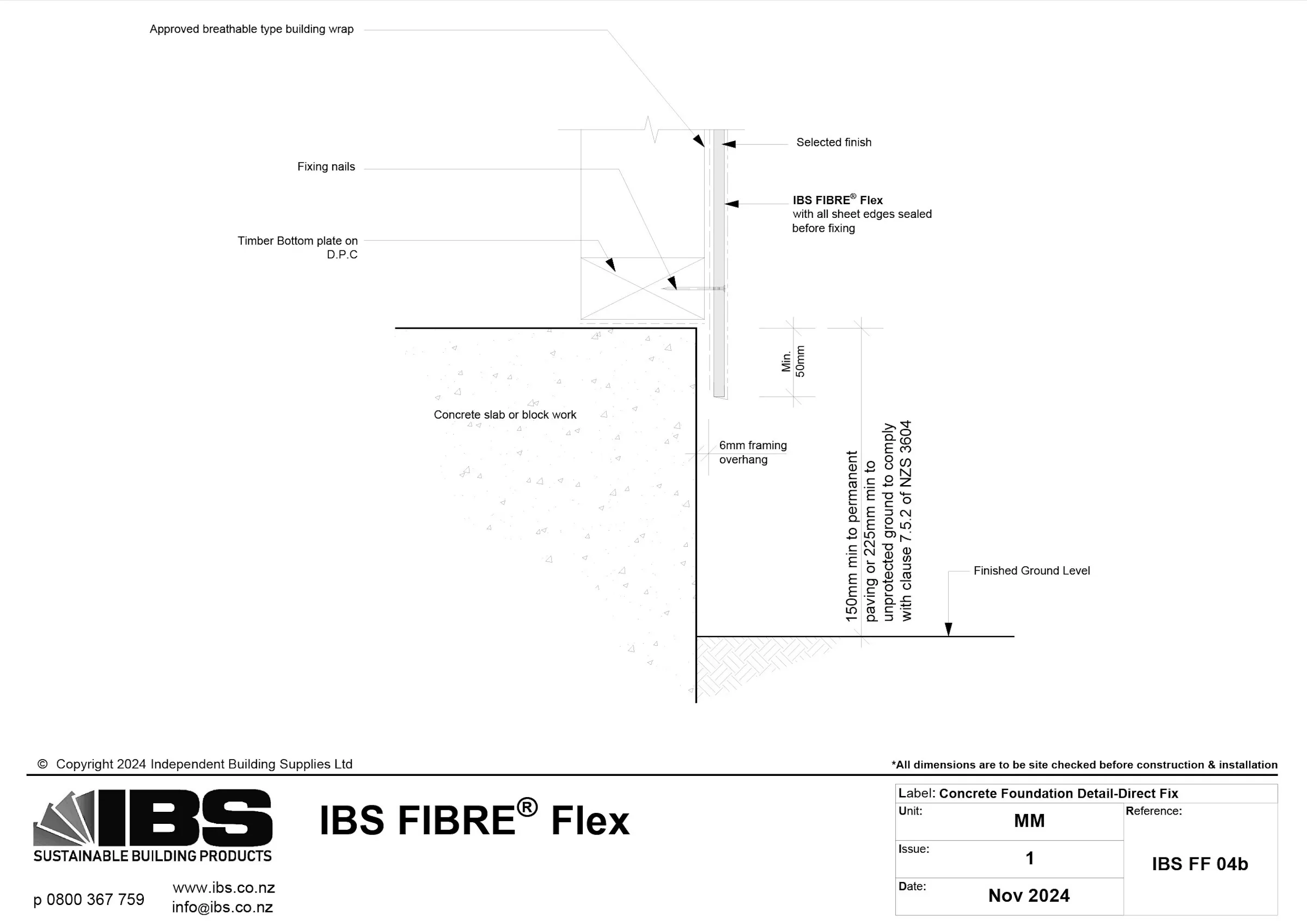 05 IBS FIBRE Flex Concrete Foundation Detail Direct Fix IBS FF 04b
