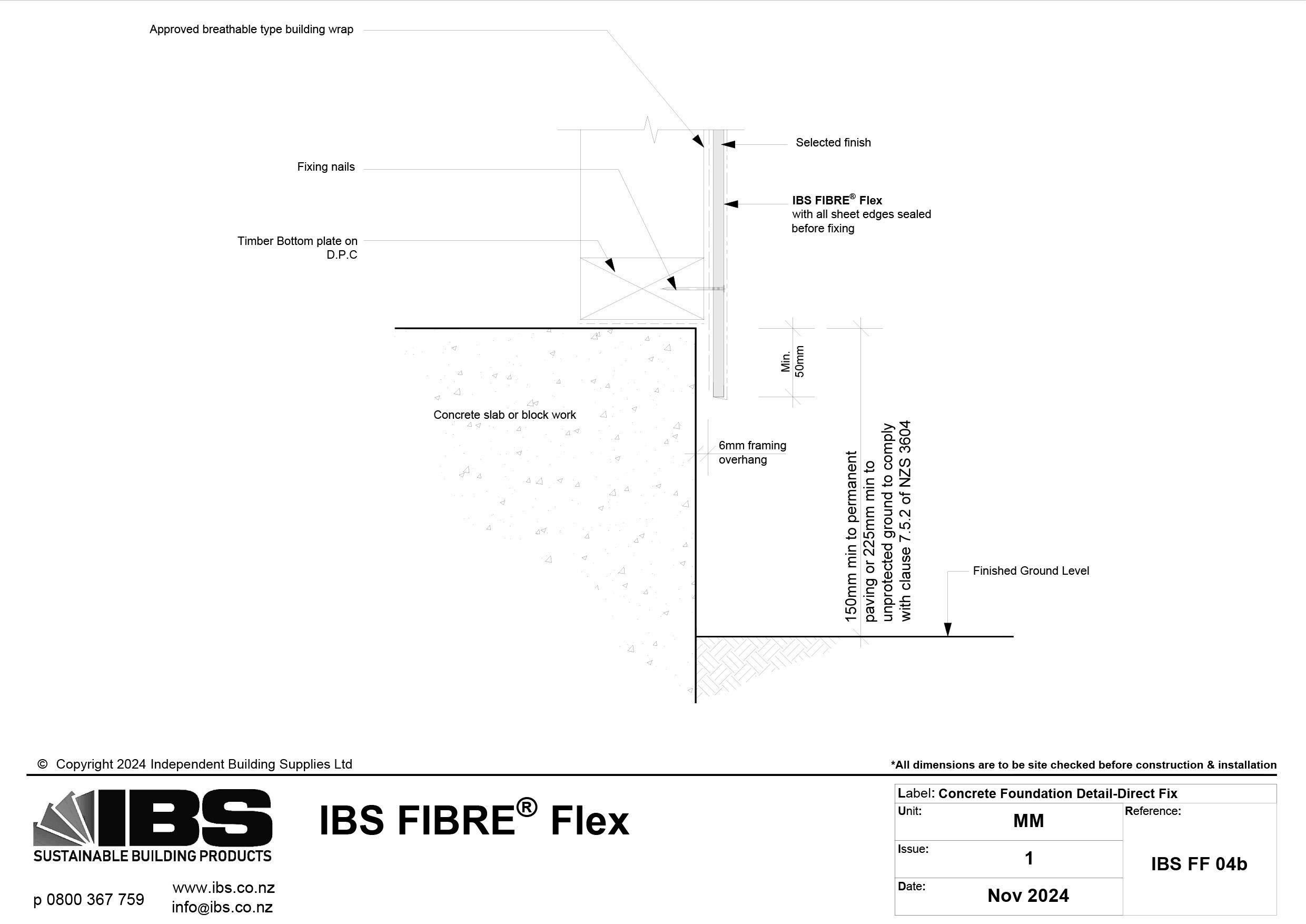 05 IBS FIBRE Flex Concrete Foundation Detail Direct Fix IBS FF 04b