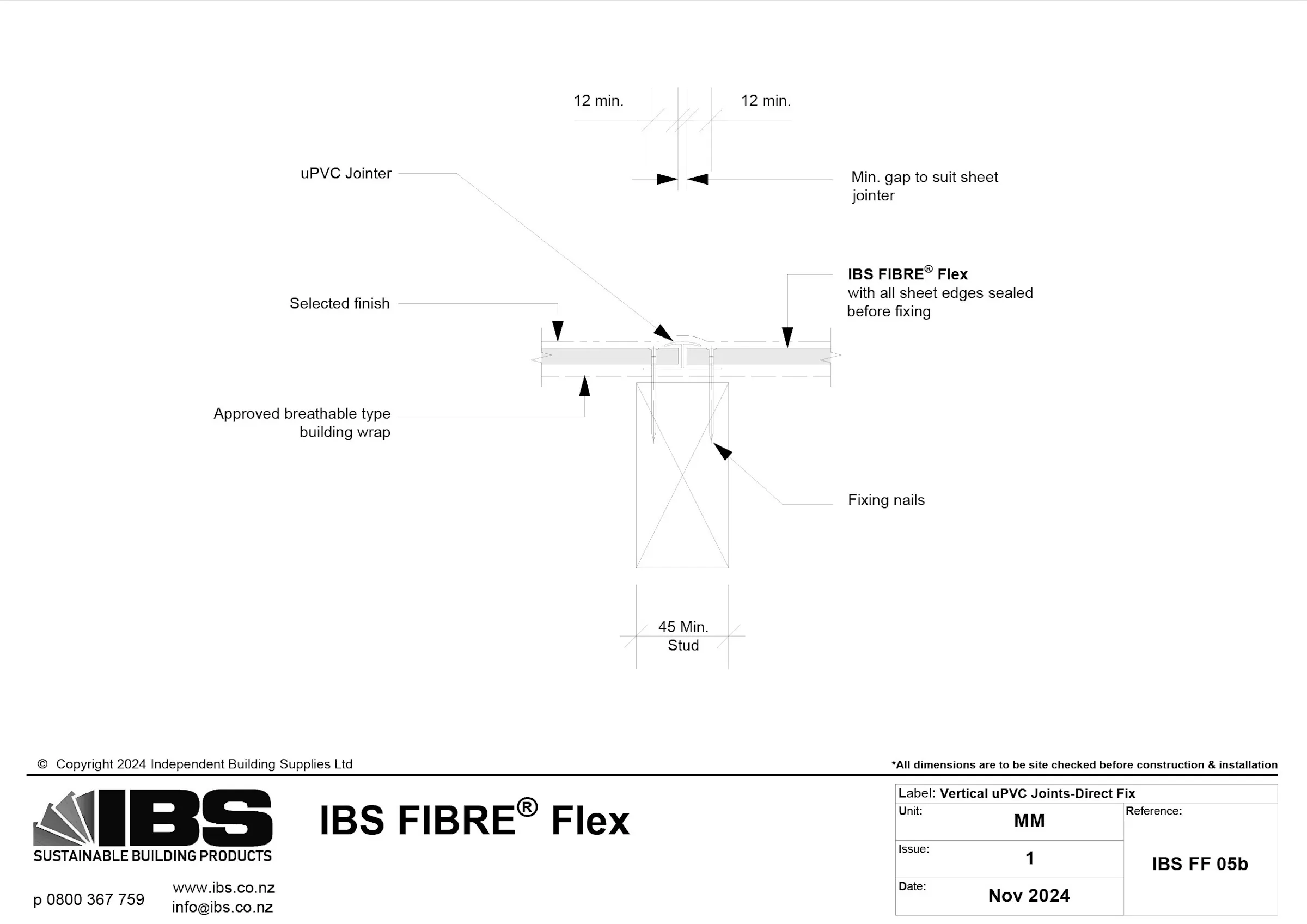 07 IBS FIBRE Flex Vertical u PVC Joints Direct Fix IBS FF 05b