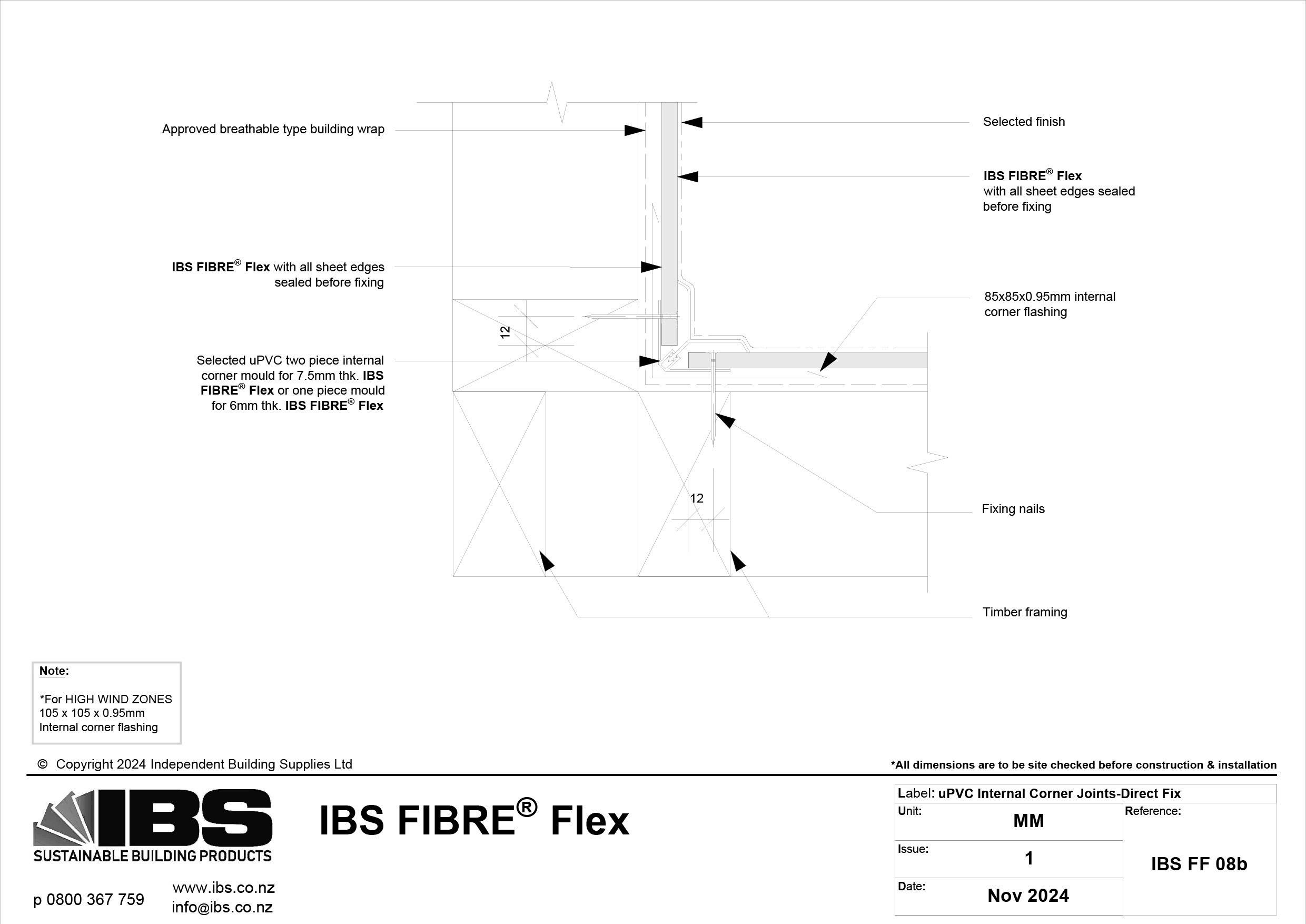 13 IBS FIBRE Flex u PVC Internal Corner Joints Direct Fix IBS FF 08b