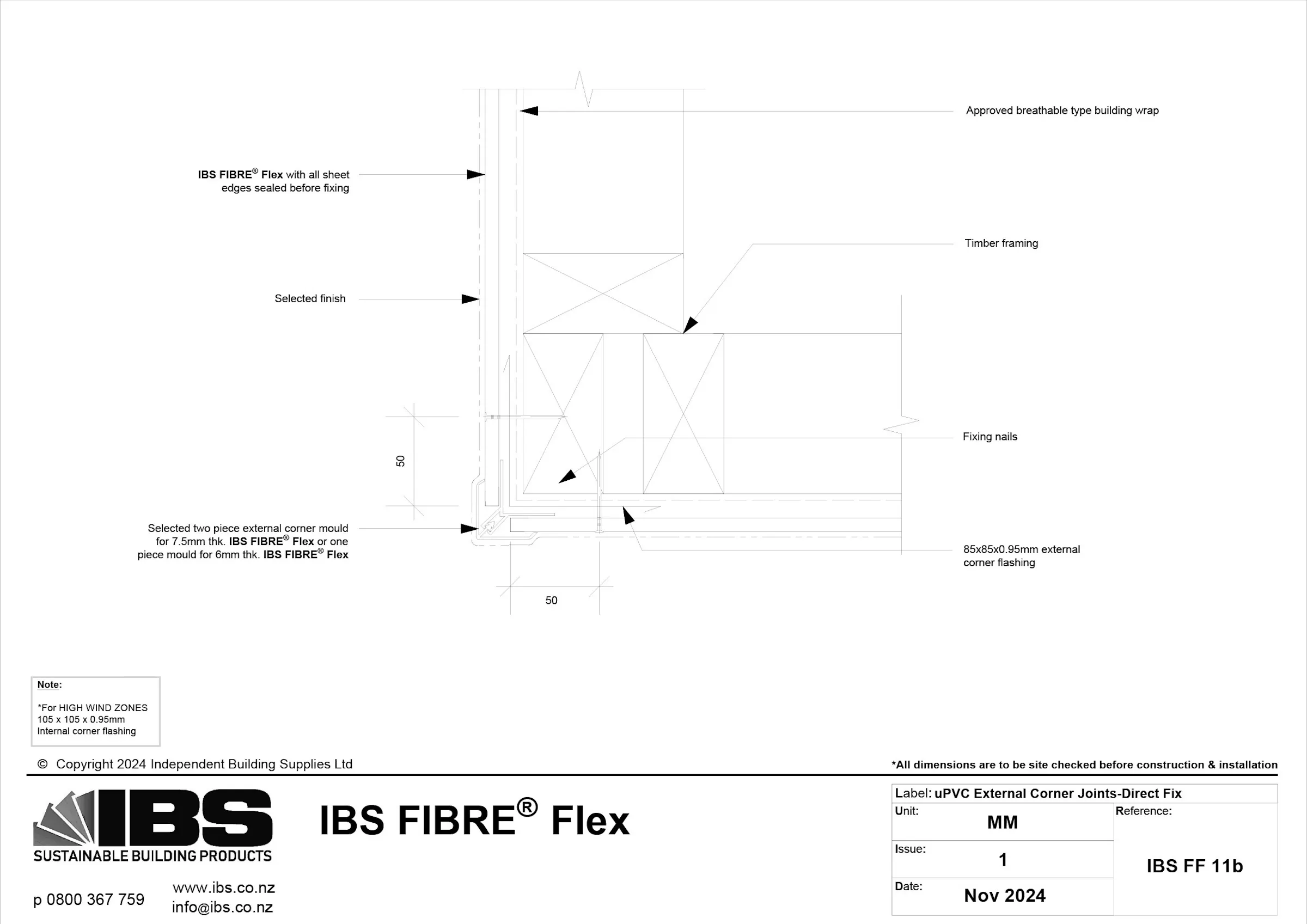 19 IBS FIBRE Flex u PVC External Corner Joints Direct Fix IBS FF 11b
