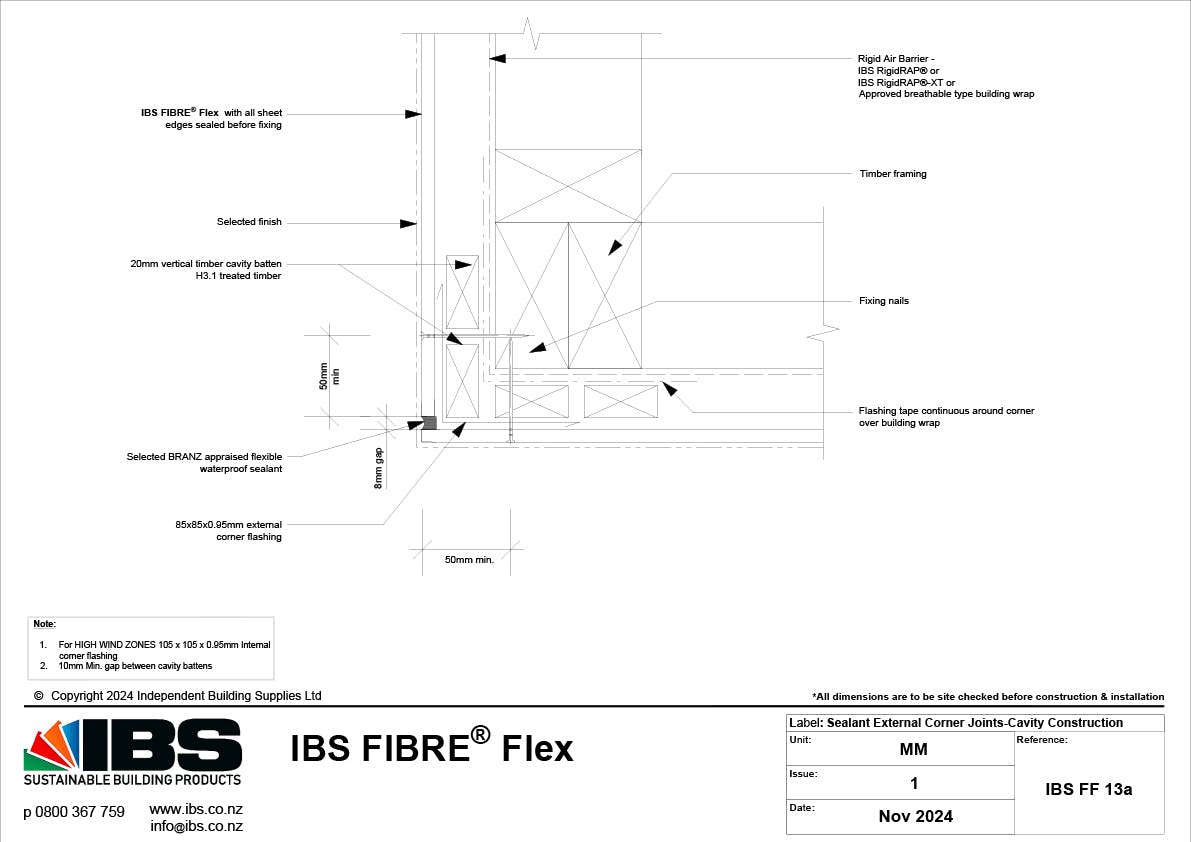 22 IBS FIBRE Flex Sealant External Corner Joints Cavity Construction I BS FF 13a