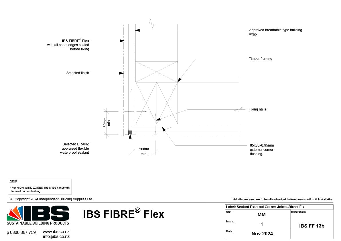 23 IBS FIBRE Flex Sealant External Corner Joints Direct Fix IBS FF 13b