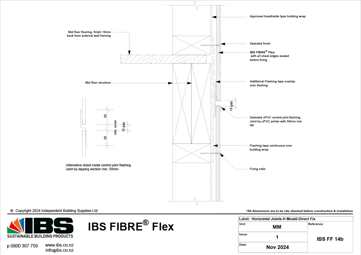25 IBS FIBRE Flex Horizontal Joints H Mould Direct Fix IBS FF 14b