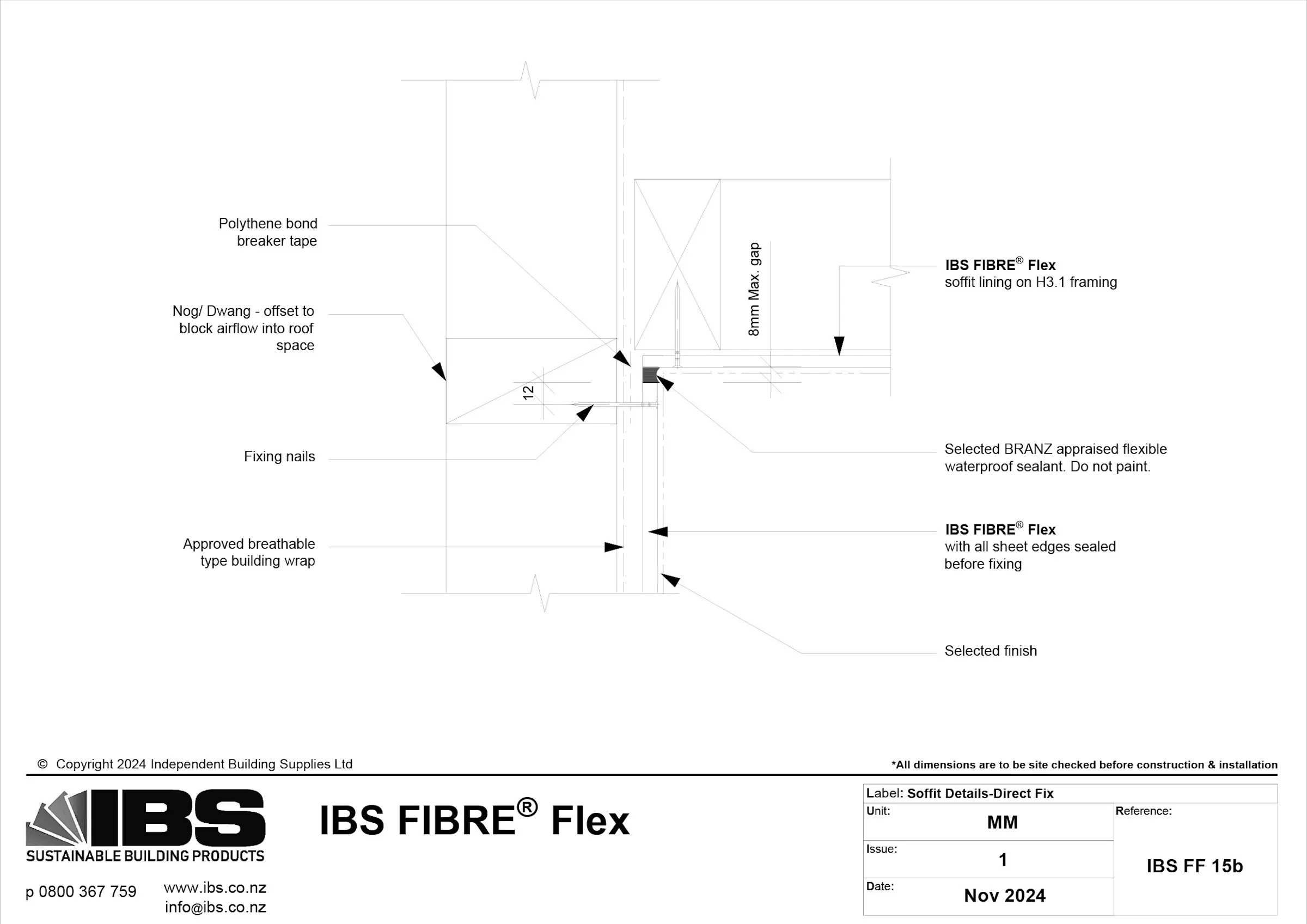 27 IBS FIBRE Flex Soffit Details Direct Fix IBS FF 15b