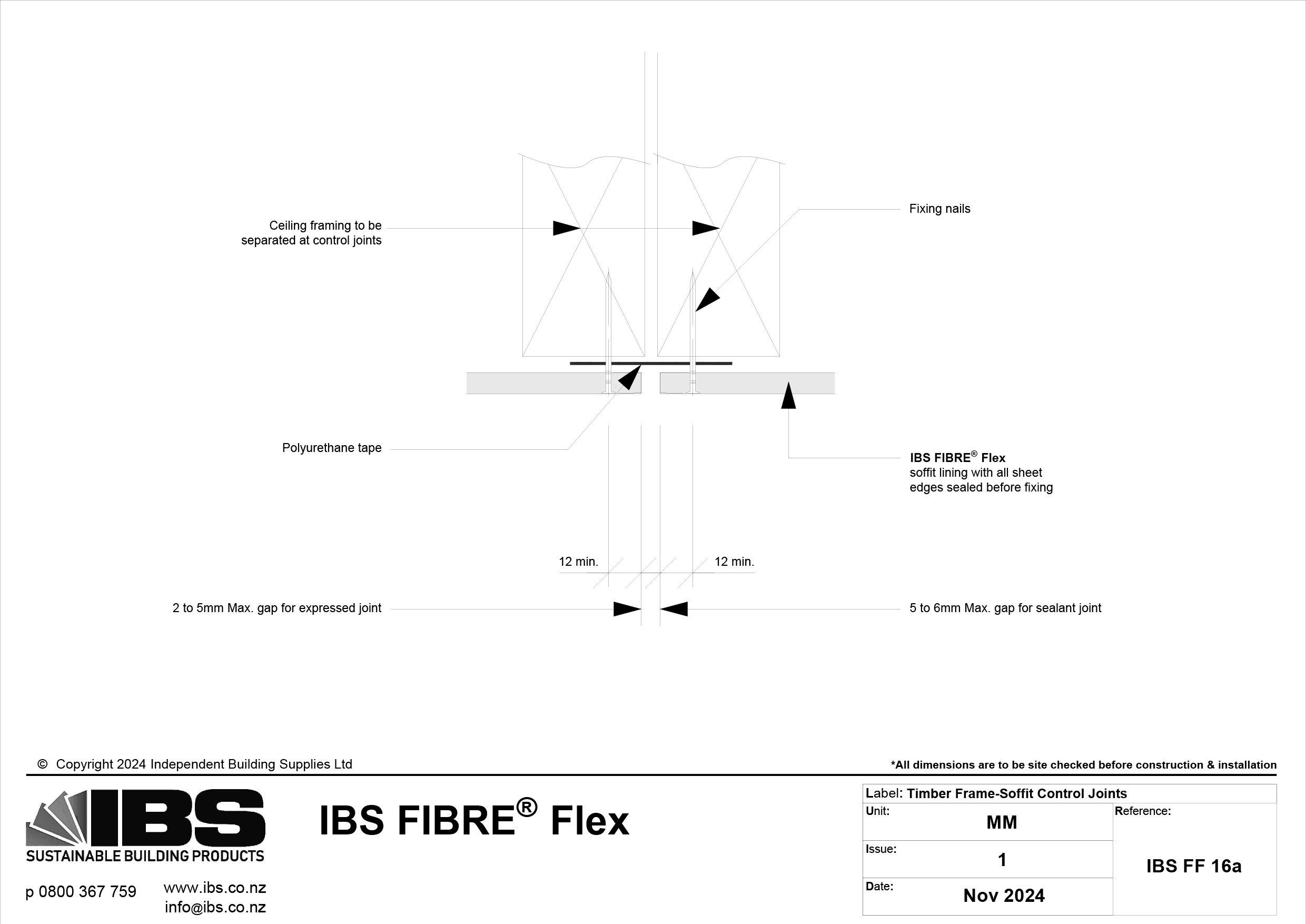 28 IBS FIBRE Flex Timber Frame Soffit Control Joints IBS FF 16a