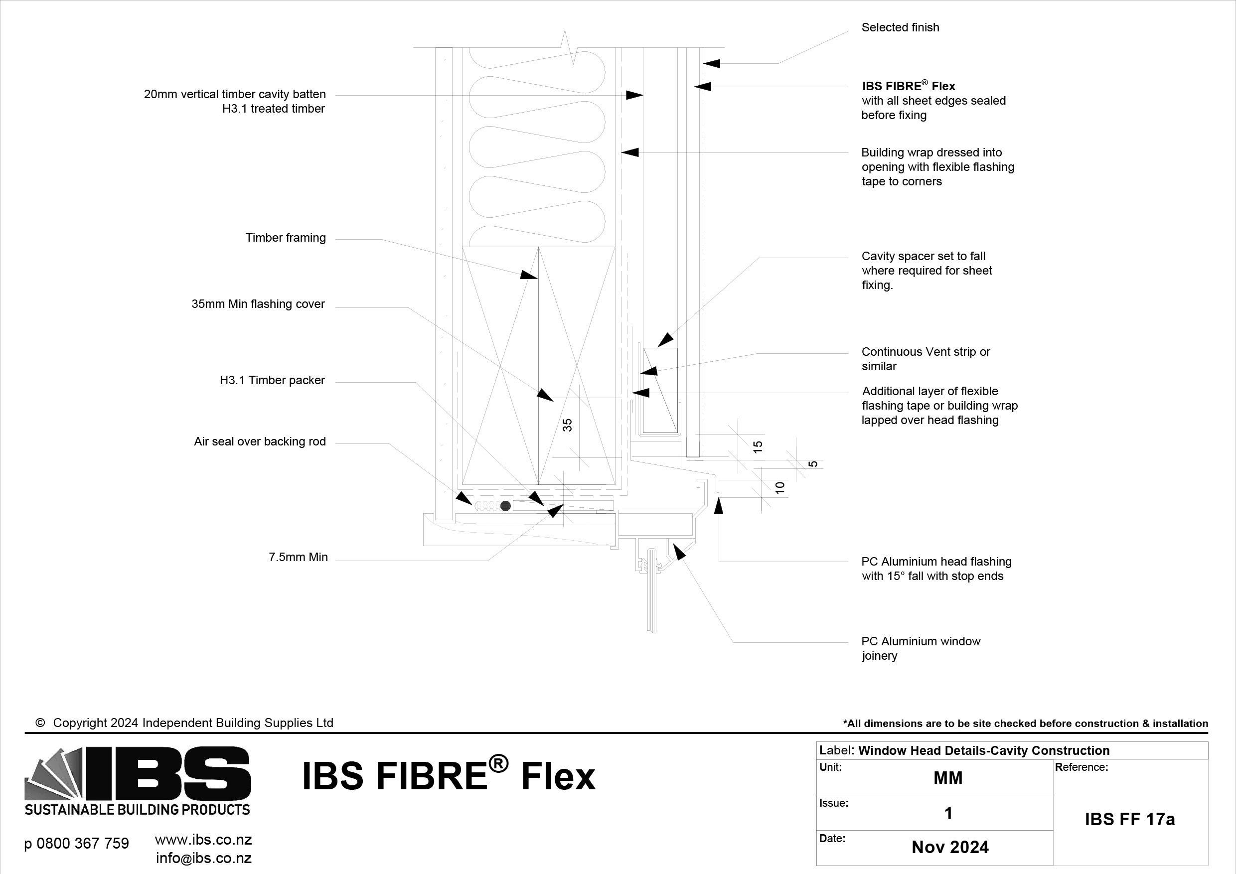 30 IBS FIBRE Flex Window Head Details Cavity Construction IBS FF 17a