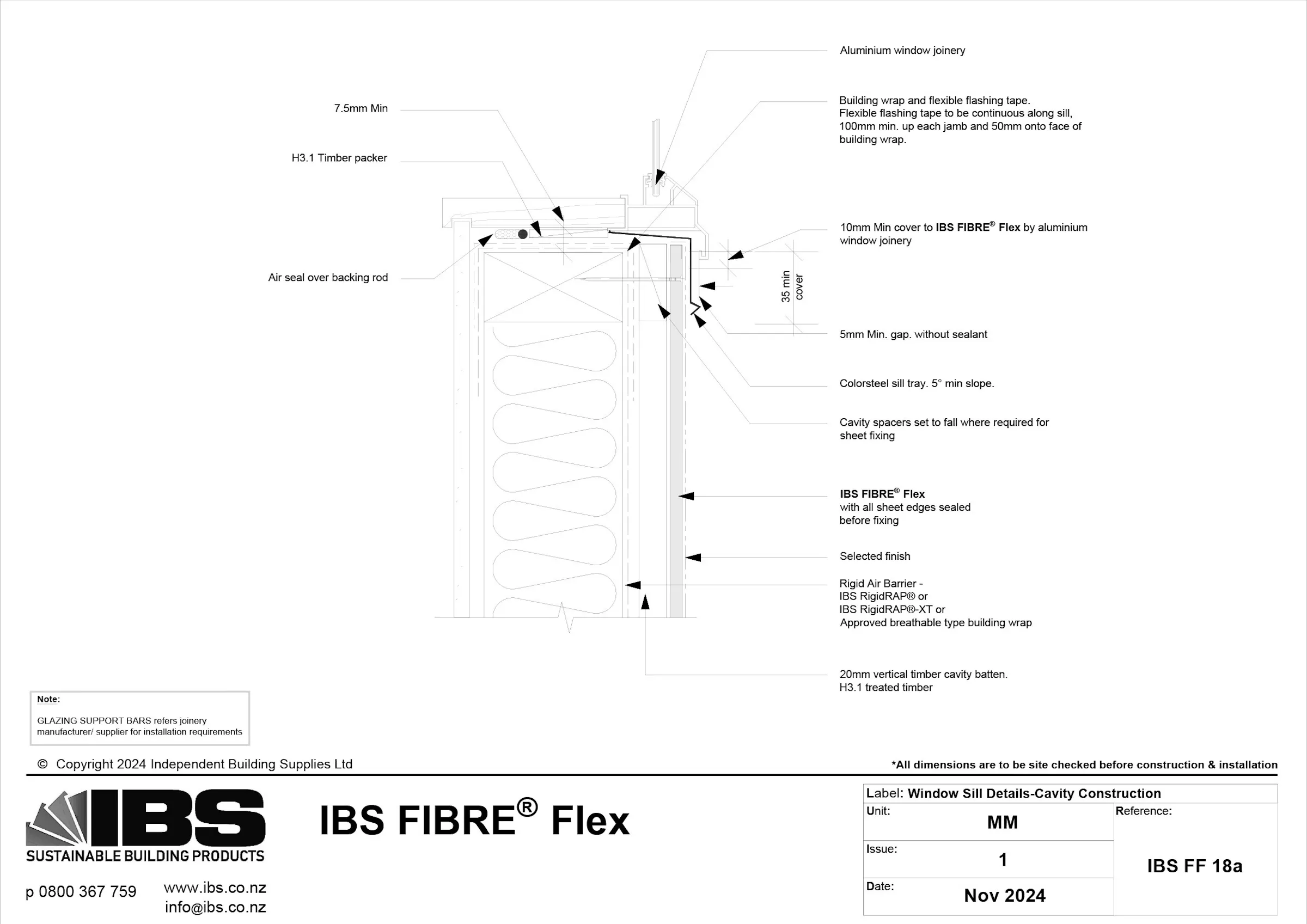 32 IBS FIBRE Flex Window Sill Details Cavity Construction IBS FF 18a