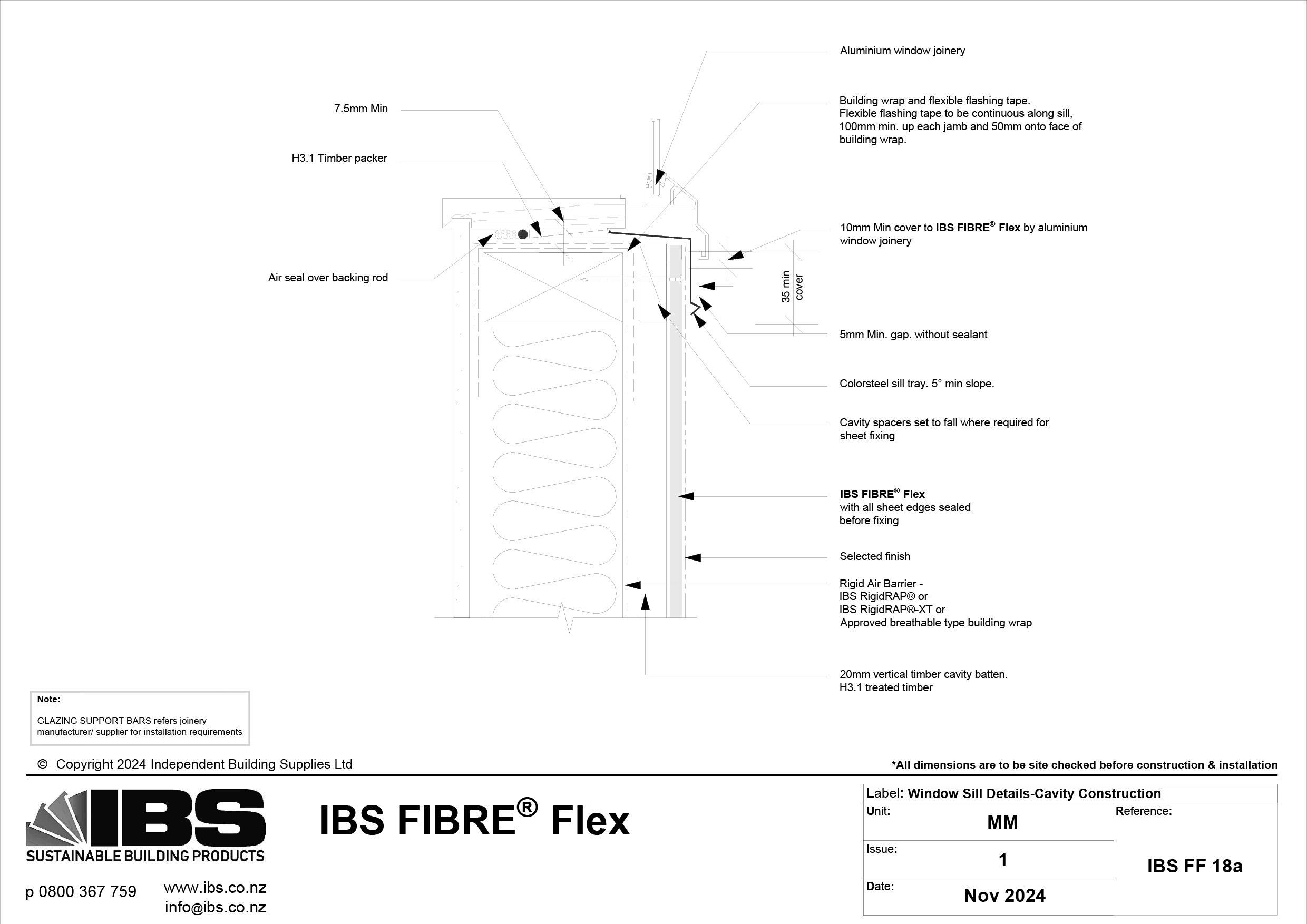 32 IBS FIBRE Flex Window Sill Details Cavity Construction IBS FF 18a