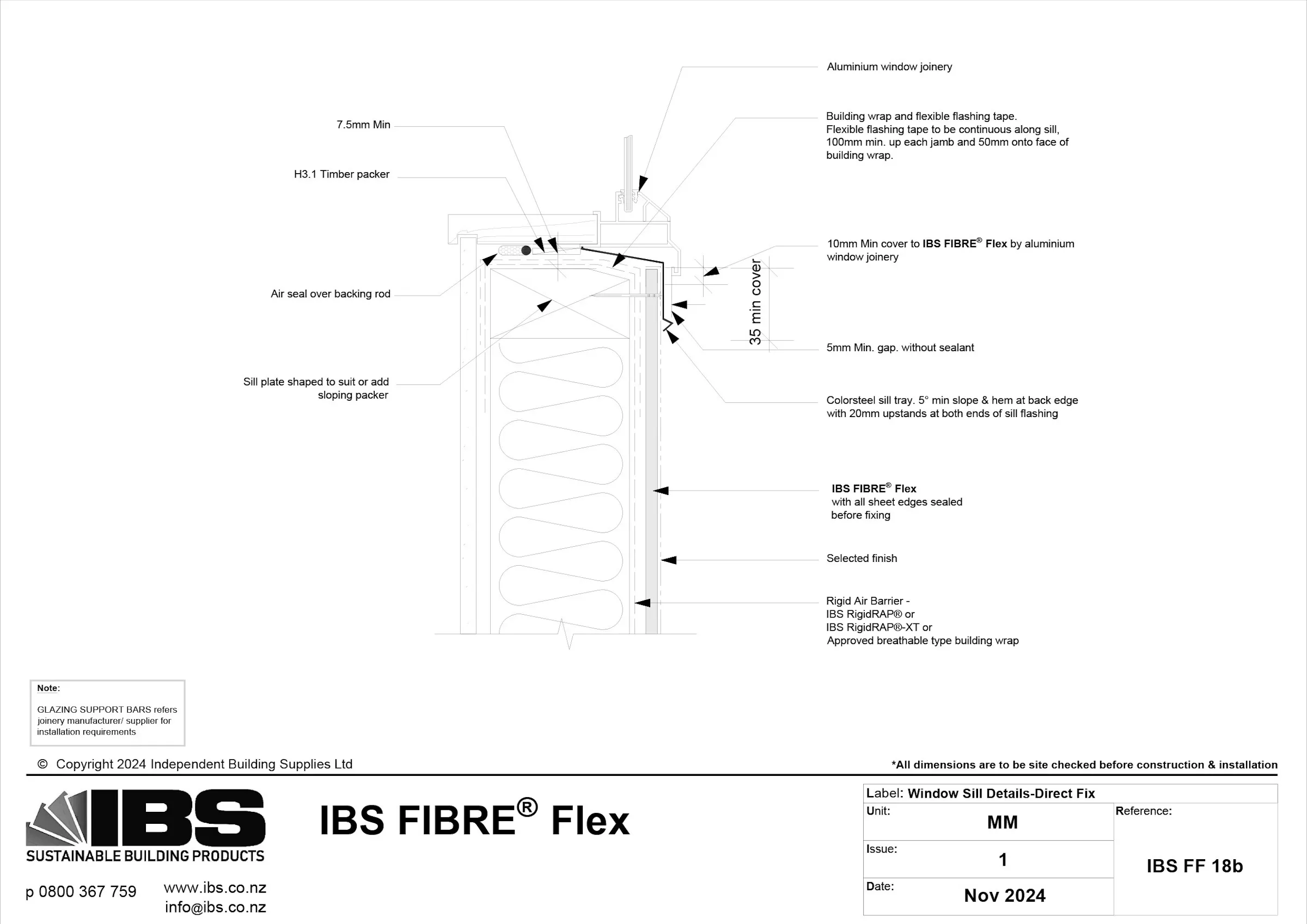 33 IBS FIBRE Flex Window Sill Details Direct Fix IBS FF 18b