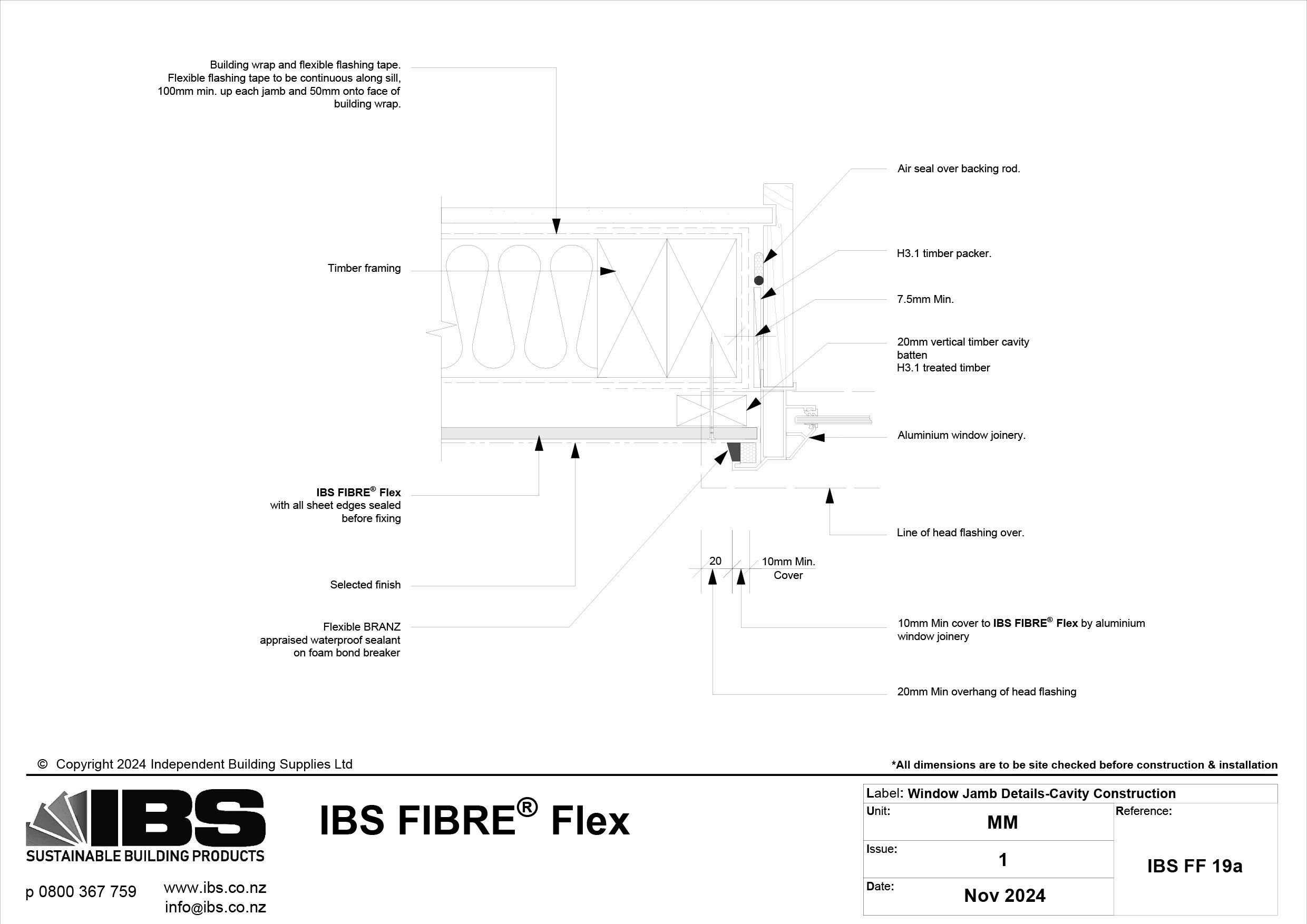 34 IBS FIBRE Flex Window Jamb Details Cavity Construction IBS FF 19a