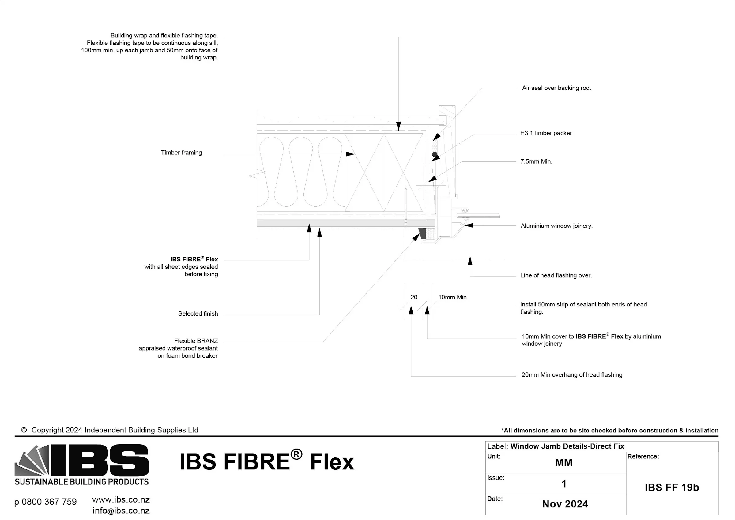 35 IBS FIBRE Flex Window Jamb Details Direct Fix IBS FF 19b