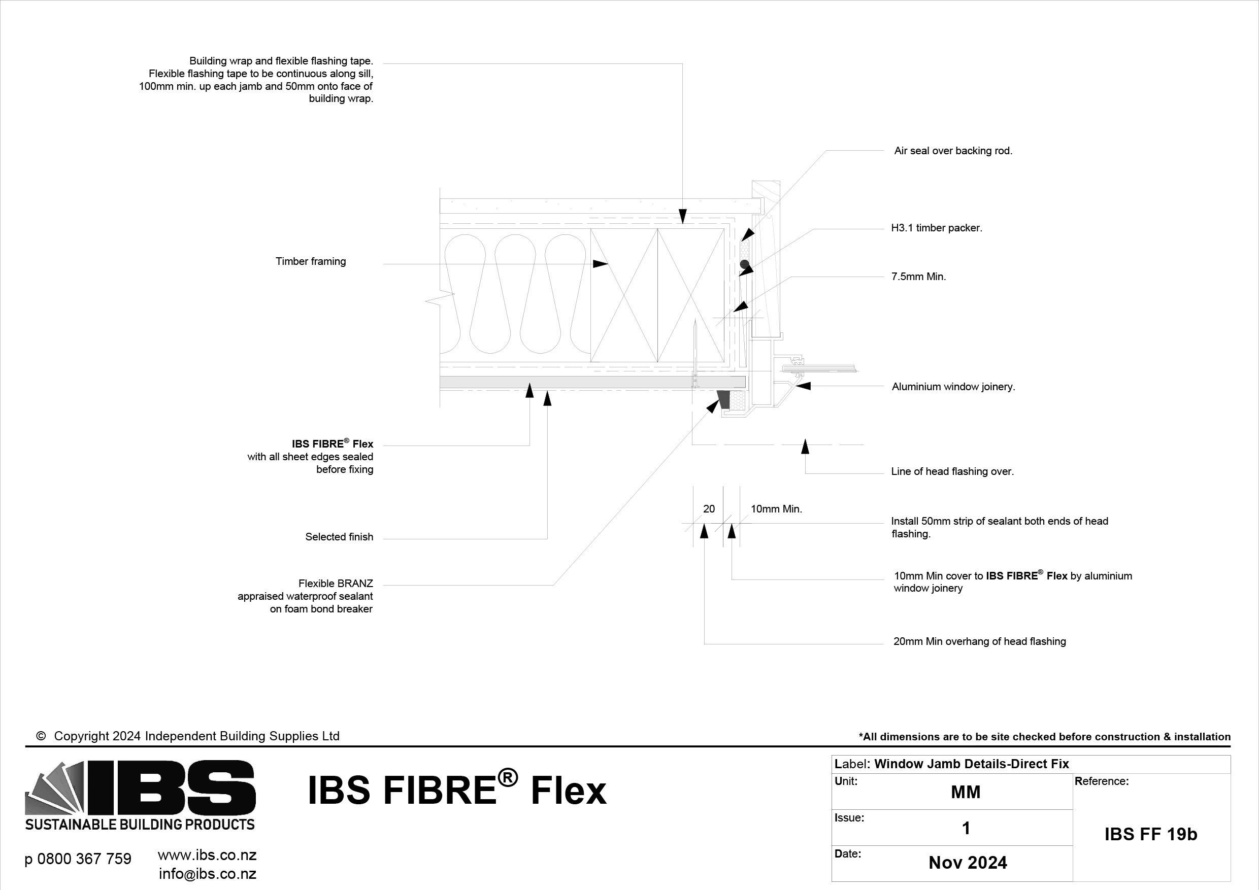 35 IBS FIBRE Flex Window Jamb Details Direct Fix IBS FF 19b