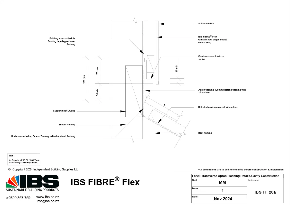 36 IBS FIBRE Flex Transverse Apron Flashing Details Cavity Construction IBS FF 20a