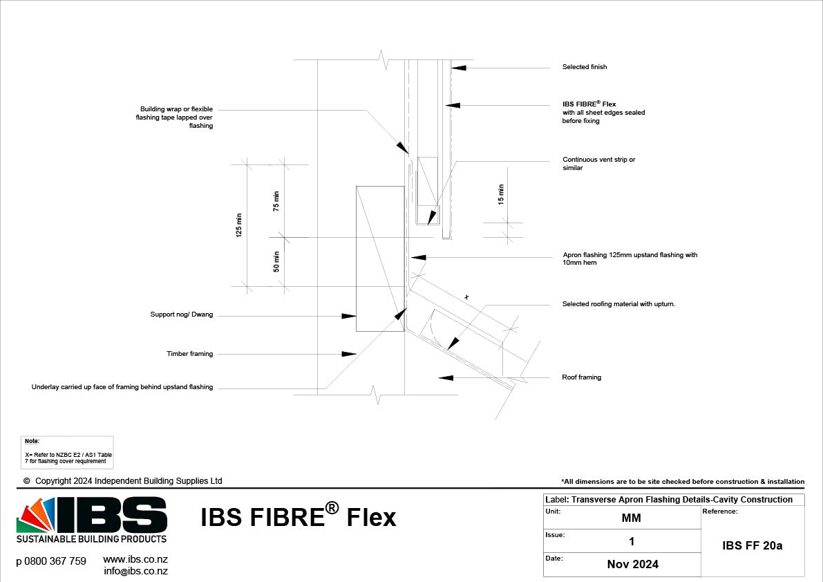 36 IBS FIBRE Flex Transverse Apron Flashing Details Cavity Construction IBS FF 20a