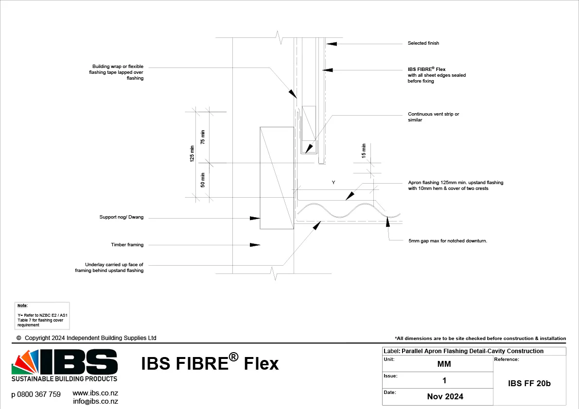 37 IBS FIBRE Flex Parallel Apron Flashing Detail Cavity Construction IBS FF 20b