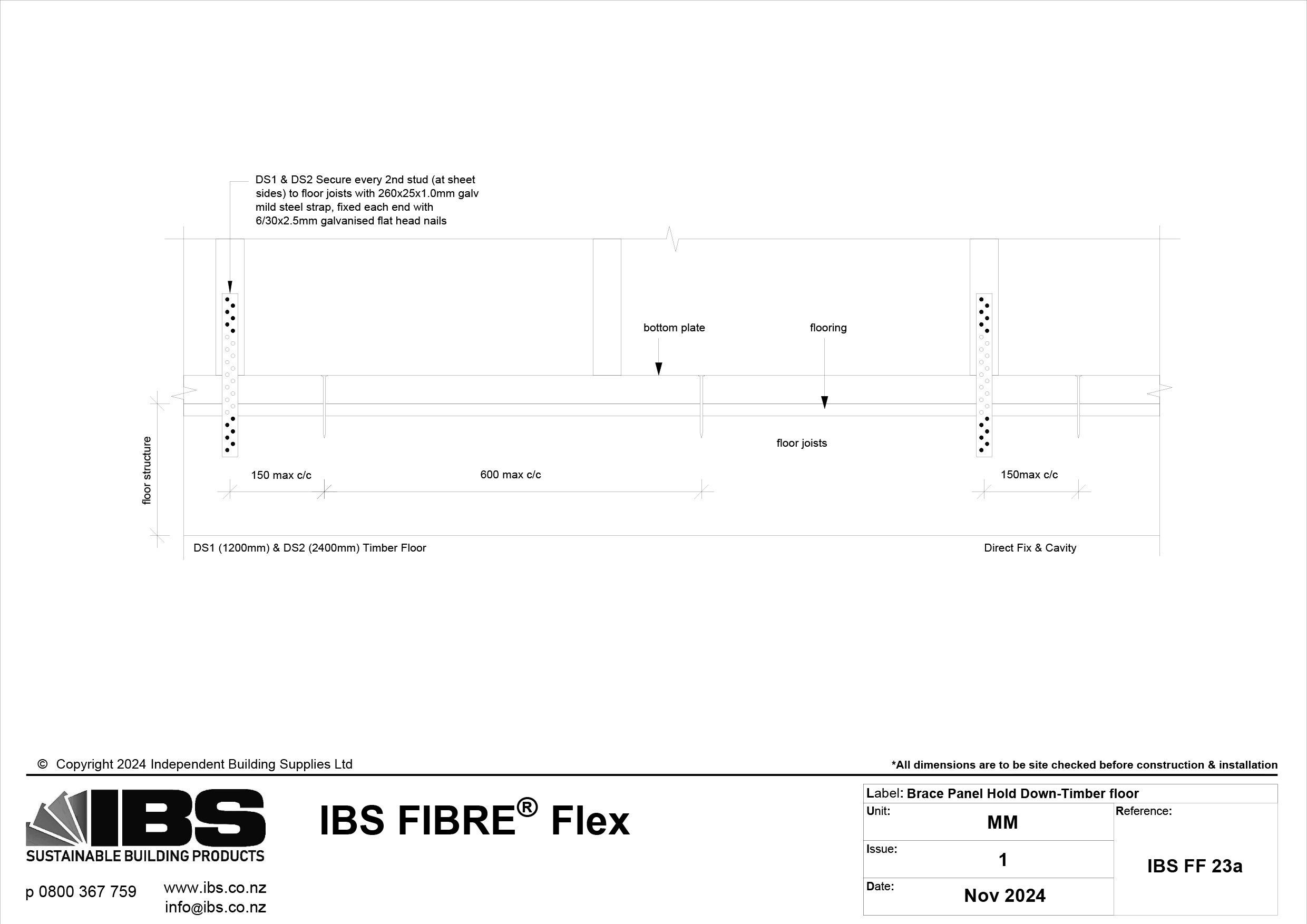 40 IBS FIBRE Flex Brace Panel Hold Down Timber floor IBS FF 23a