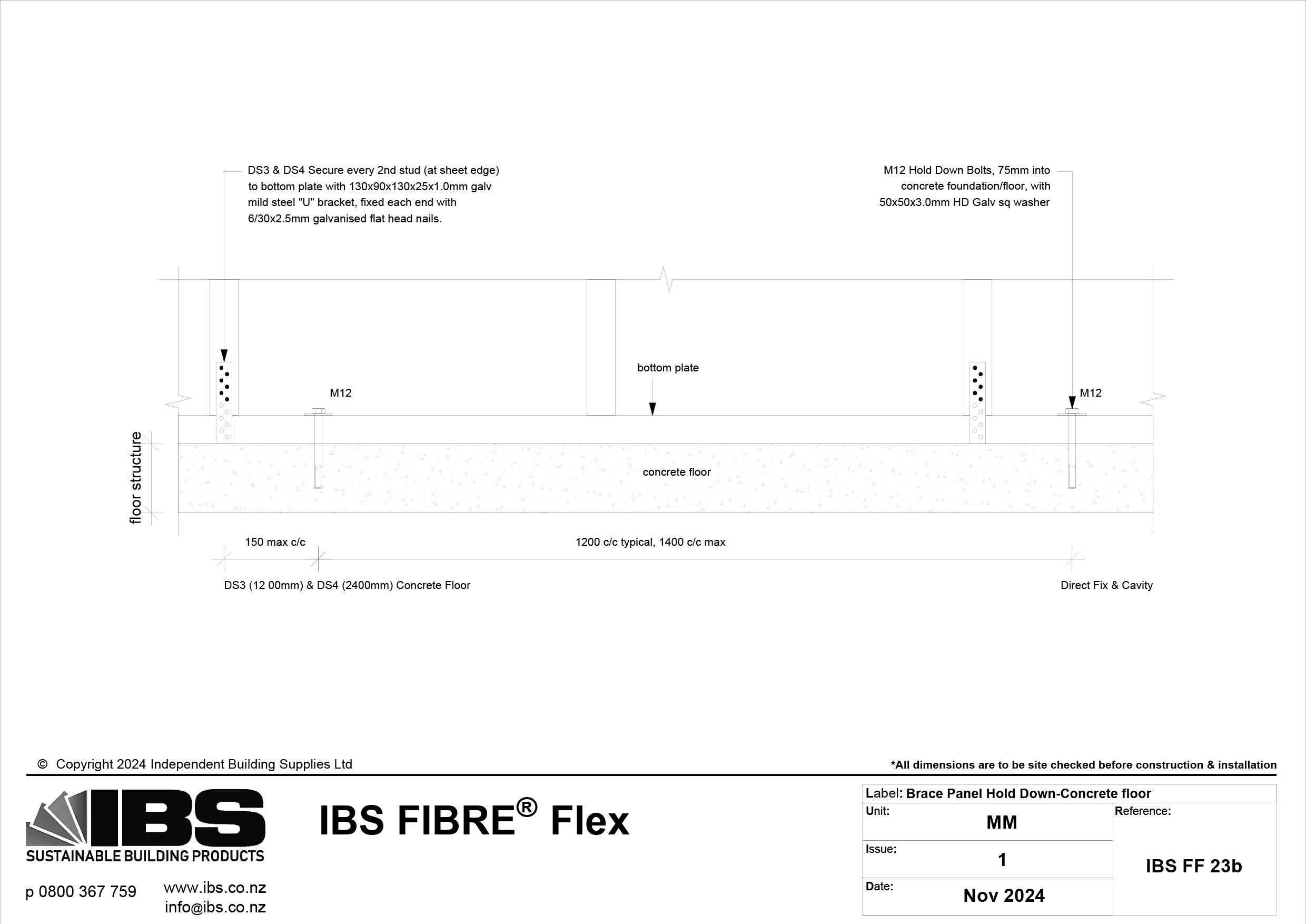 41 IBS FIBRE Flex Brace Panel Hold Down Concrete floor IBS FF 23b
