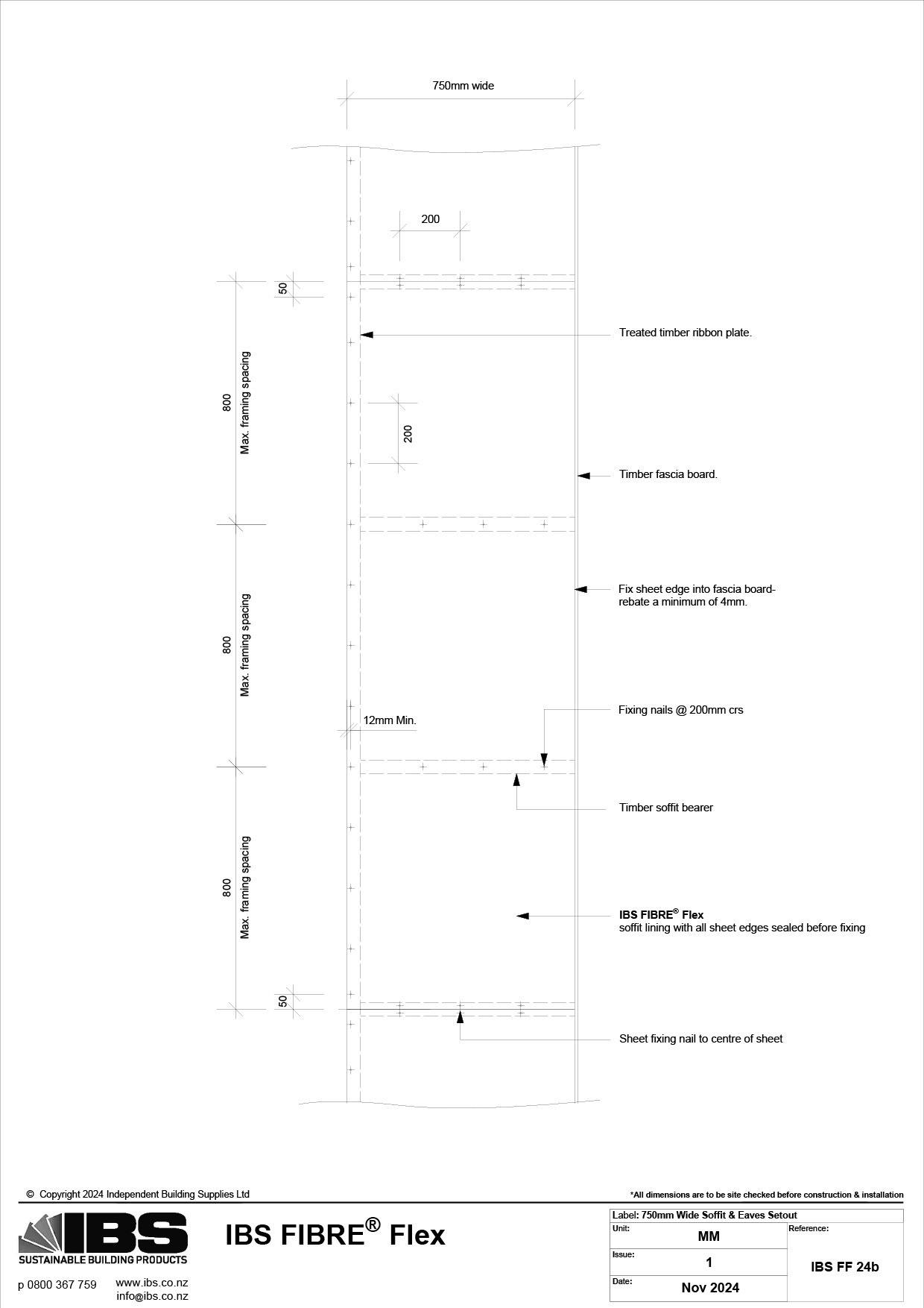 46 IBS FIBRE Flex 750mm Wide Soffit Eaves Setout IBS FF 24b