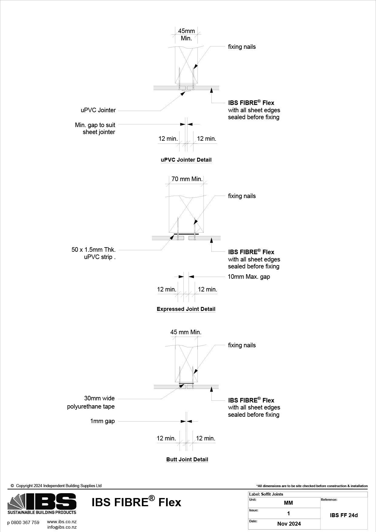 48 IBS FIBRE Flex Soffit Joints IBS FF 24d